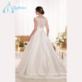 Lace Appliques Satin Sashes Button Luxury Wedding Dress